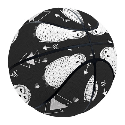 Cute White And Grey Owl Pattern Print Basketball