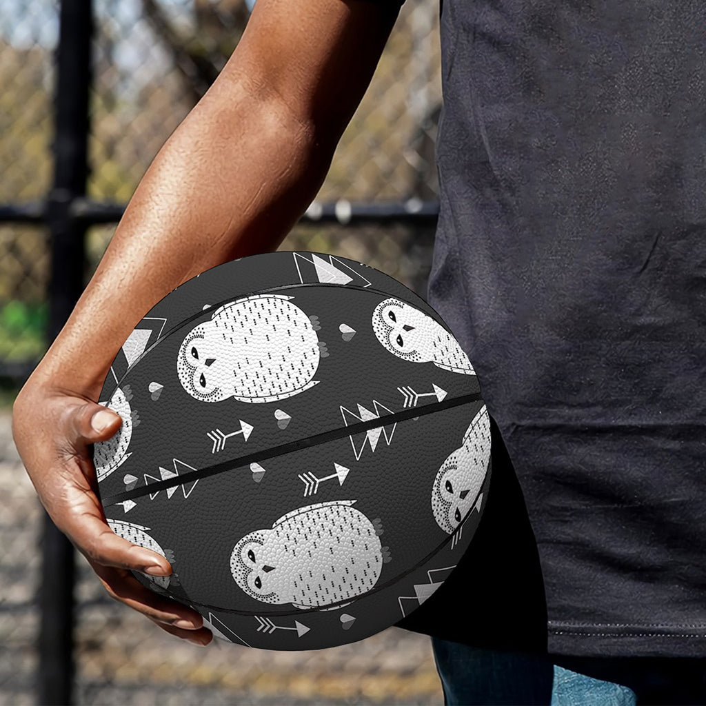 Cute White And Grey Owl Pattern Print Basketball