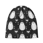 Cute White And Grey Owl Pattern Print Beanie