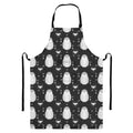 Cute White And Grey Owl Pattern Print Bib Apron With Pocket