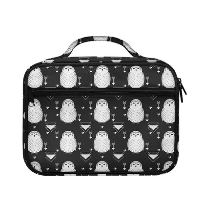 Cute White And Grey Owl Pattern Print Briefcase Bible Bag