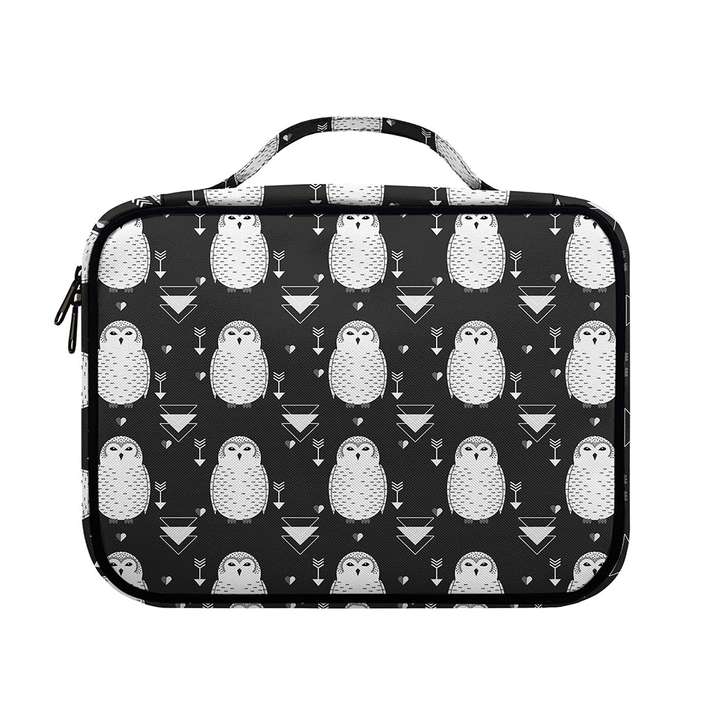 Cute White And Grey Owl Pattern Print Briefcase Bible Bag