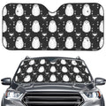 Cute White And Grey Owl Pattern Print Car Windshield Sun Shade
