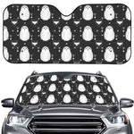 Cute White And Grey Owl Pattern Print Car Windshield Sun Shade