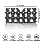 Cute White And Grey Owl Pattern Print Car Windshield Sun Shade