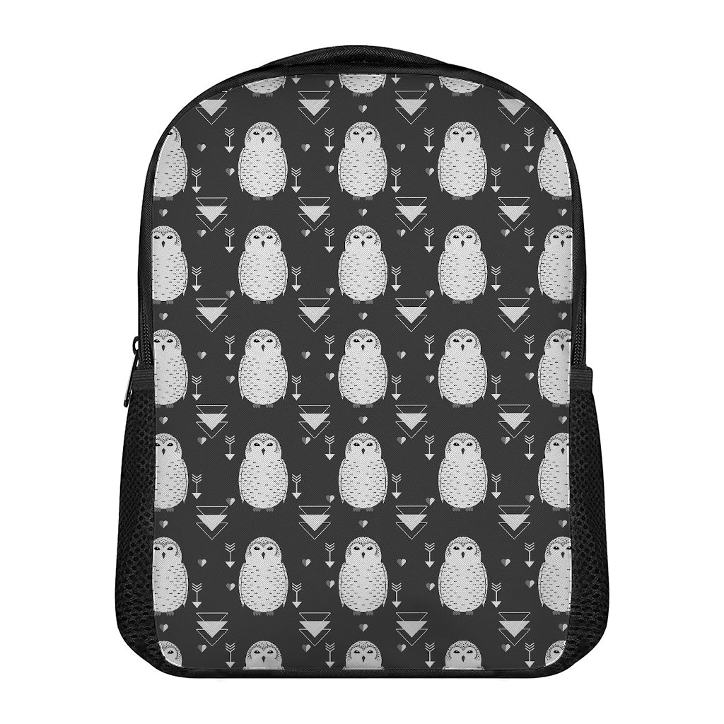 Cute White And Grey Owl Pattern Print Casual Backpack