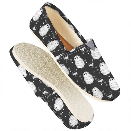 Cute White And Grey Owl Pattern Print Casual Shoes