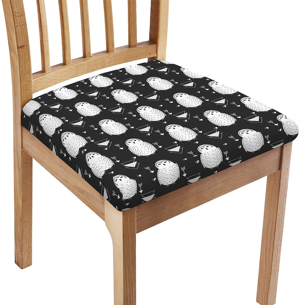 Cute White And Grey Owl Pattern Print Chair Cushion Cover