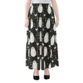 Cute White And Grey Owl Pattern Print Chiffon Maxi Skirt