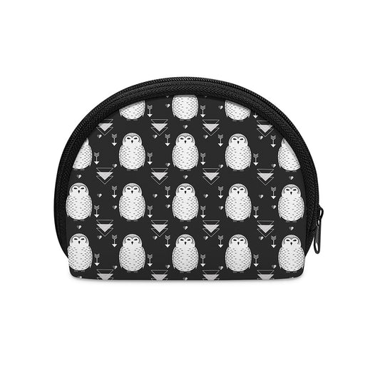 Cute White And Grey Owl Pattern Print Coin Purse