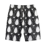 Cute White And Grey Owl Pattern Print Cotton Shorts