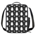 Cute White And Grey Owl Pattern Print Crossbody Lunch Bag