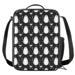 Cute White And Grey Owl Pattern Print Crossbody Lunch Bag