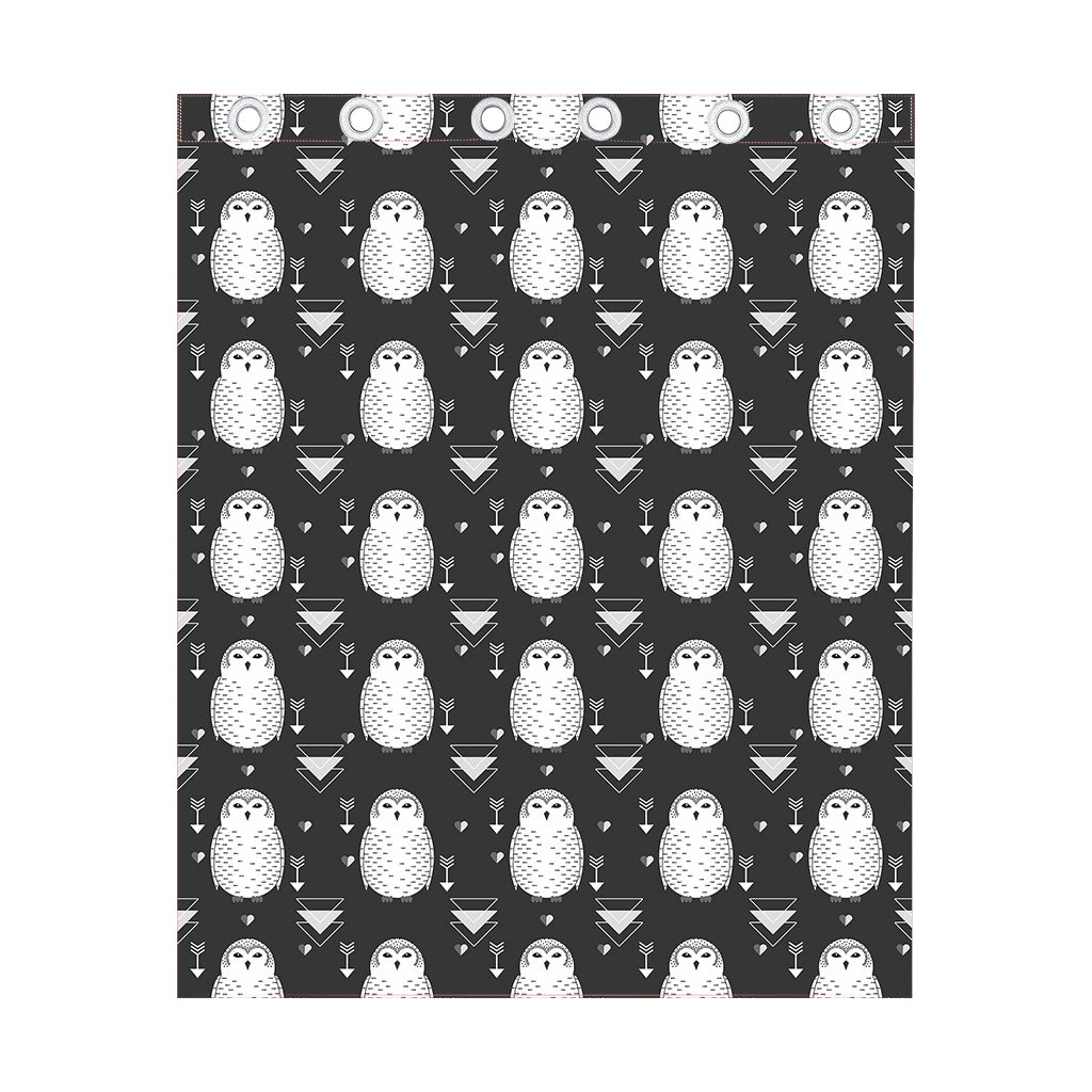 Cute White And Grey Owl Pattern Print Curtain