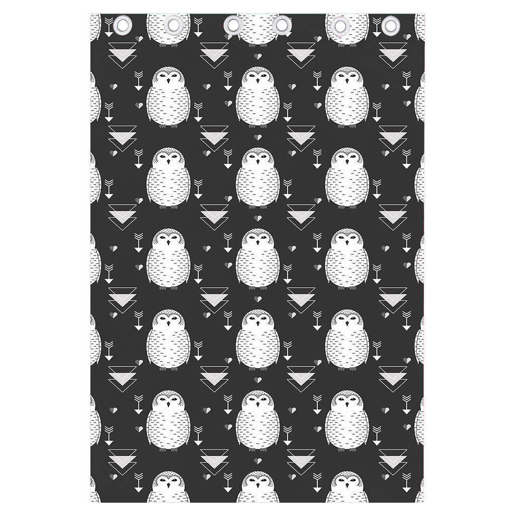 Cute White And Grey Owl Pattern Print Curtain