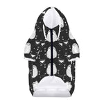 Cute White And Grey Owl Pattern Print Dog Zip Up Hoodie