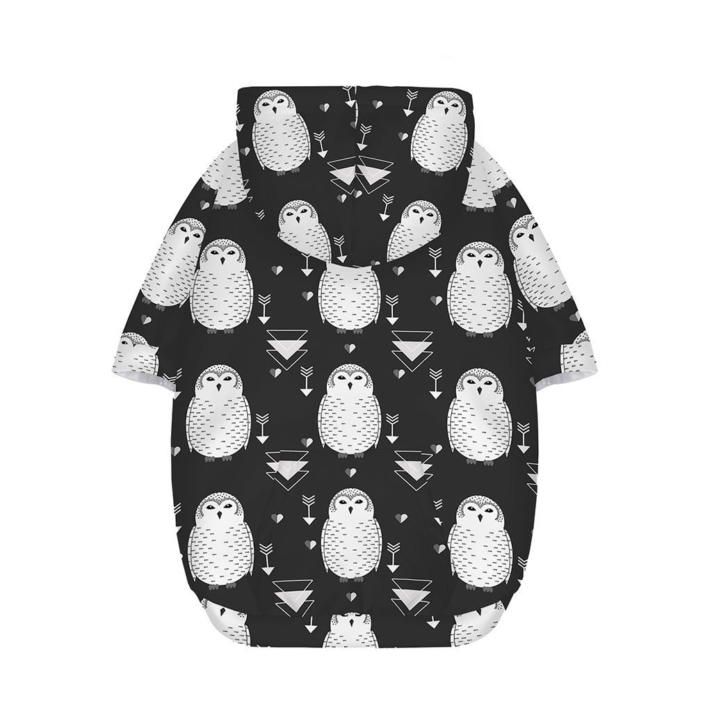 Cute White And Grey Owl Pattern Print Dog Zip Up Hoodie