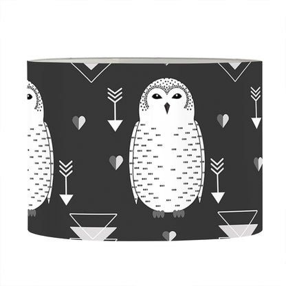 Cute White And Grey Owl Pattern Print Drum Lamp Shade