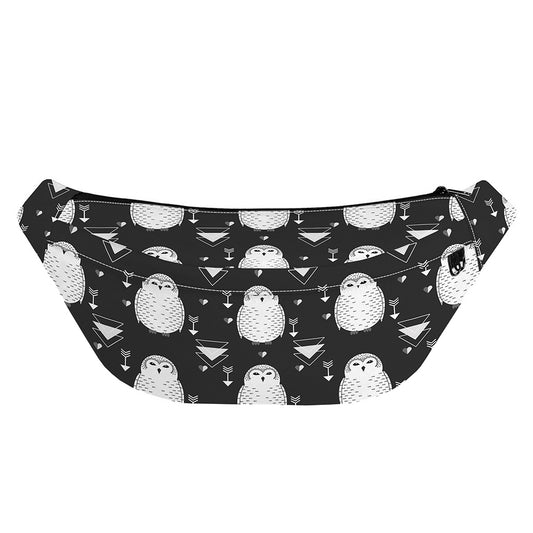 Cute White And Grey Owl Pattern Print Fanny Pack
