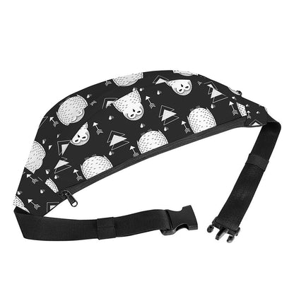 Cute White And Grey Owl Pattern Print Fanny Pack