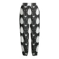 Cute White And Grey Owl Pattern Print Fleece Lined Knit Pants