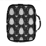 Cute White And Grey Owl Pattern Print Front Pocket Bible Bag