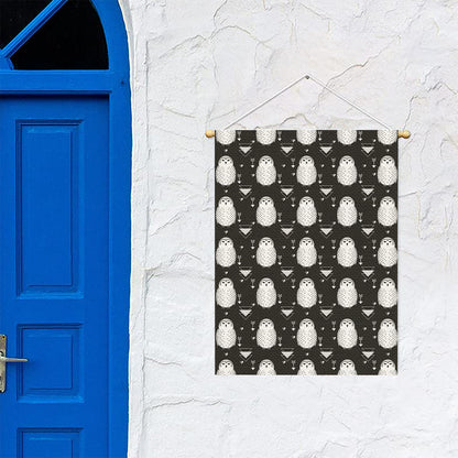 Cute White And Grey Owl Pattern Print Garden Flag