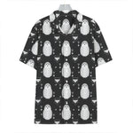 Cute White And Grey Owl Pattern Print Hawaiian Shirt