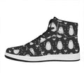 Cute White And Grey Owl Pattern Print High Top Leather Sneakers