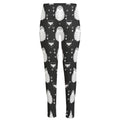 Cute White And Grey Owl Pattern Print High-Waisted Pocket Leggings