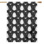 Cute White And Grey Owl Pattern Print House Flag