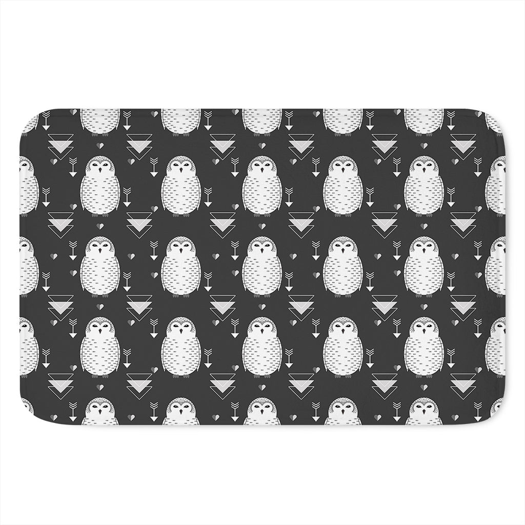 Cute White And Grey Owl Pattern Print Indoor Door Mat