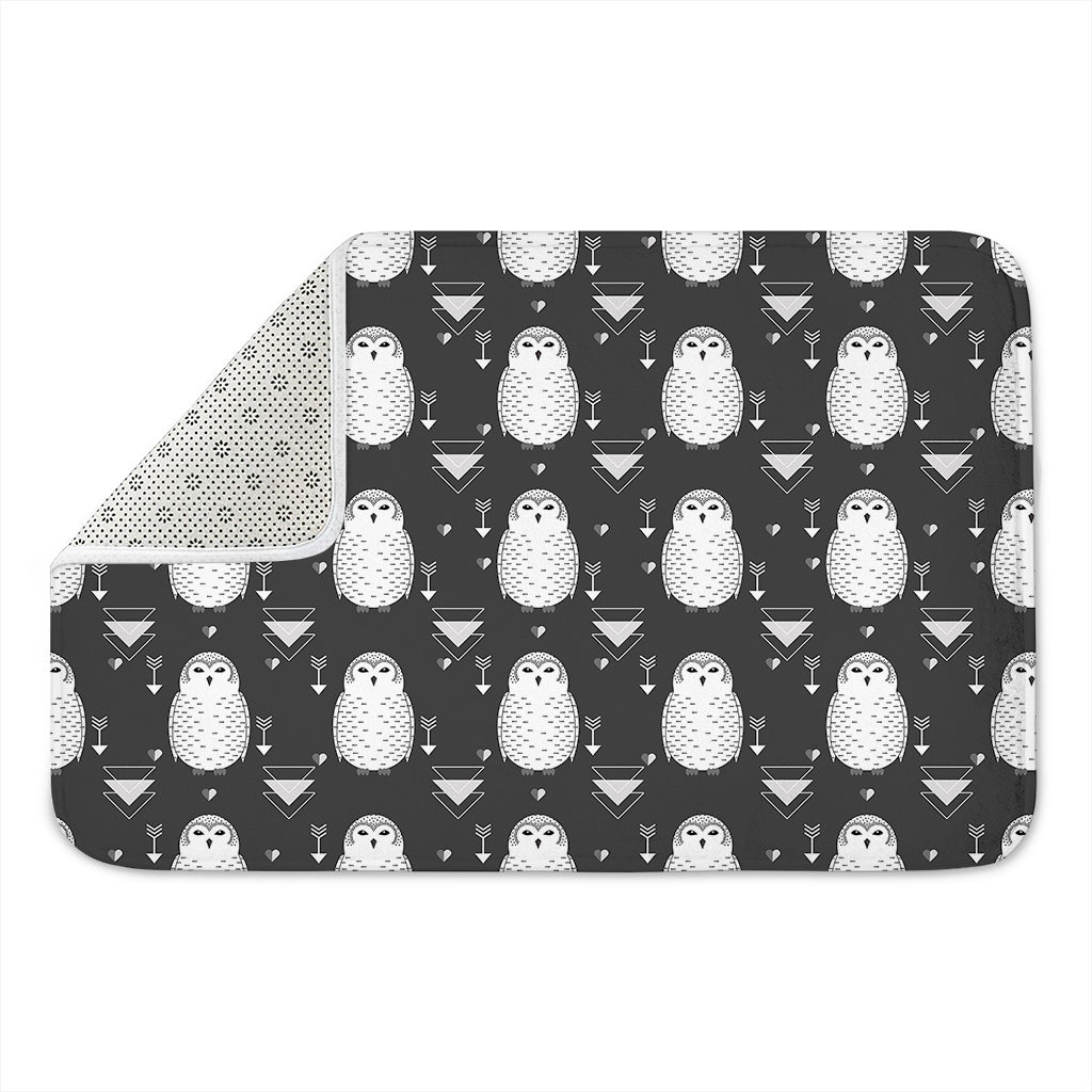 Cute White And Grey Owl Pattern Print Indoor Door Mat