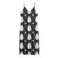 Cute White And Grey Owl Pattern Print Jersey Midi Cami Dress