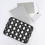 Cute White And Grey Owl Pattern Print Laptop Sleeve
