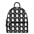 Cute White And Grey Owl Pattern Print Leather Backpack