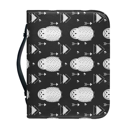 Cute White And Grey Owl Pattern Print Leather Bible Cover