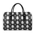 Cute White And Grey Owl Pattern Print Leather Duffel Bag