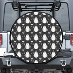 Cute White And Grey Owl Pattern Print Leather Spare Tire Cover