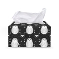 Cute White And Grey Owl Pattern Print Leather Tissue Box Cover
