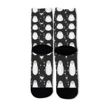 Cute White And Grey Owl Pattern Print Long Socks