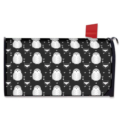 Cute White And Grey Owl Pattern Print Mailbox Cover