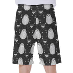 Cute White And Grey Owl Pattern Print Men's Beach Shorts