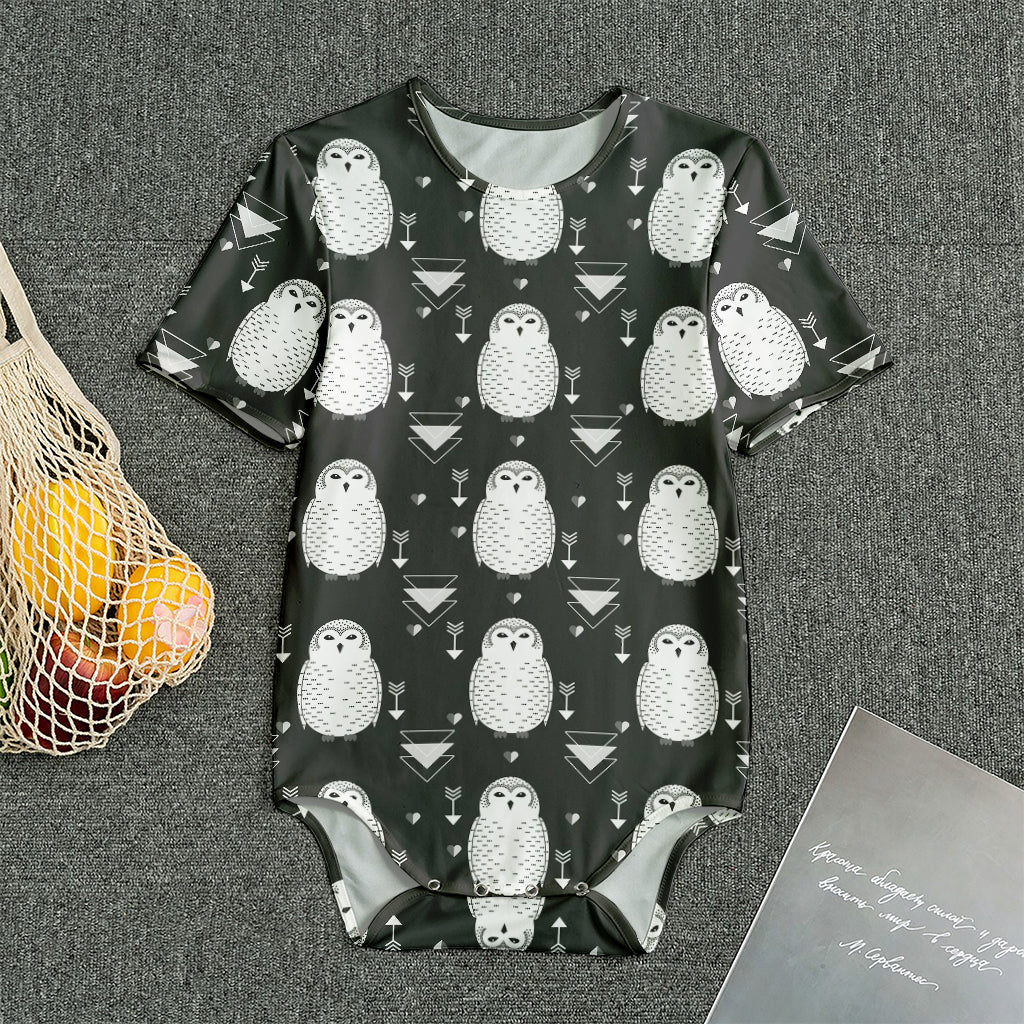 Cute White And Grey Owl Pattern Print Men's Bodysuit