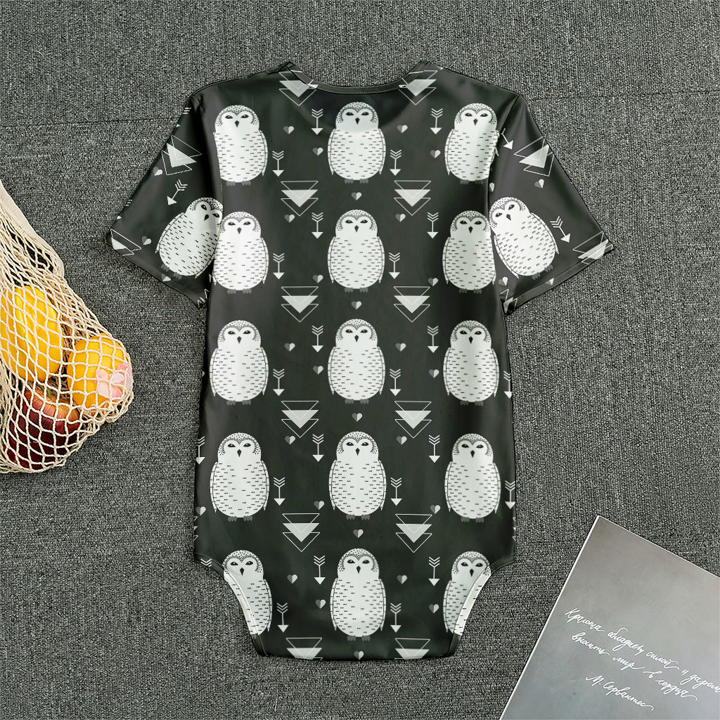 Cute White And Grey Owl Pattern Print Men's Bodysuit