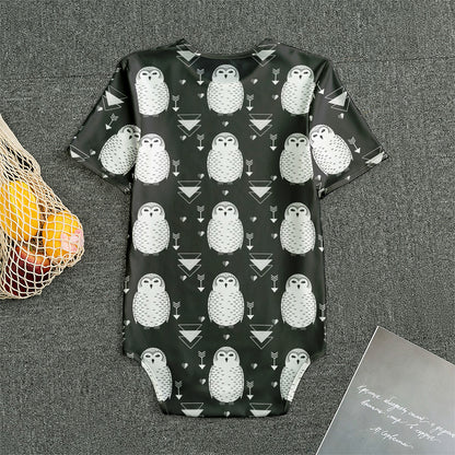 Cute White And Grey Owl Pattern Print Men's Bodysuit
