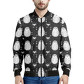 Cute White And Grey Owl Pattern Print Men's Bomber Jacket