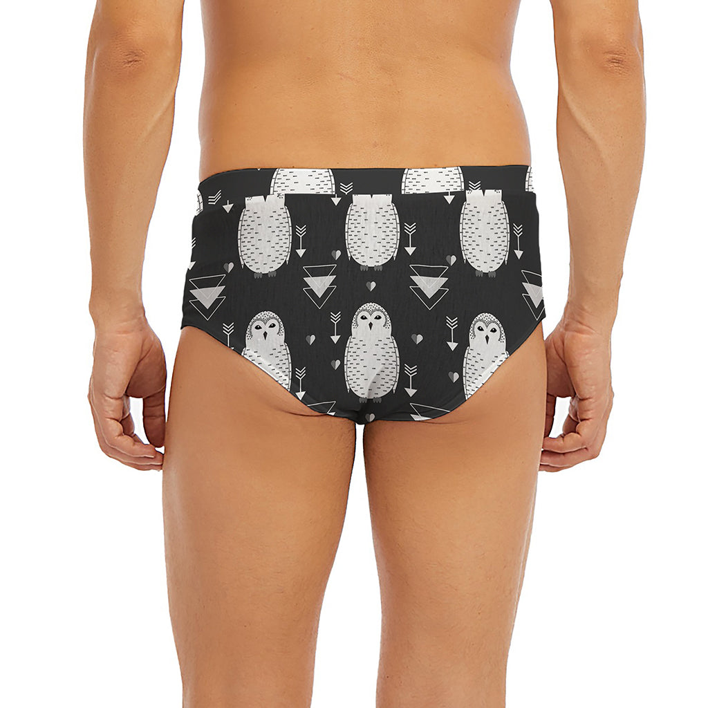 Cute White And Grey Owl Pattern Print Men's Briefs