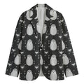 Cute White And Grey Owl Pattern Print Men's Cotton Blazer