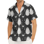 Cute White And Grey Owl Pattern Print Men's Deep V-Neck Shirt